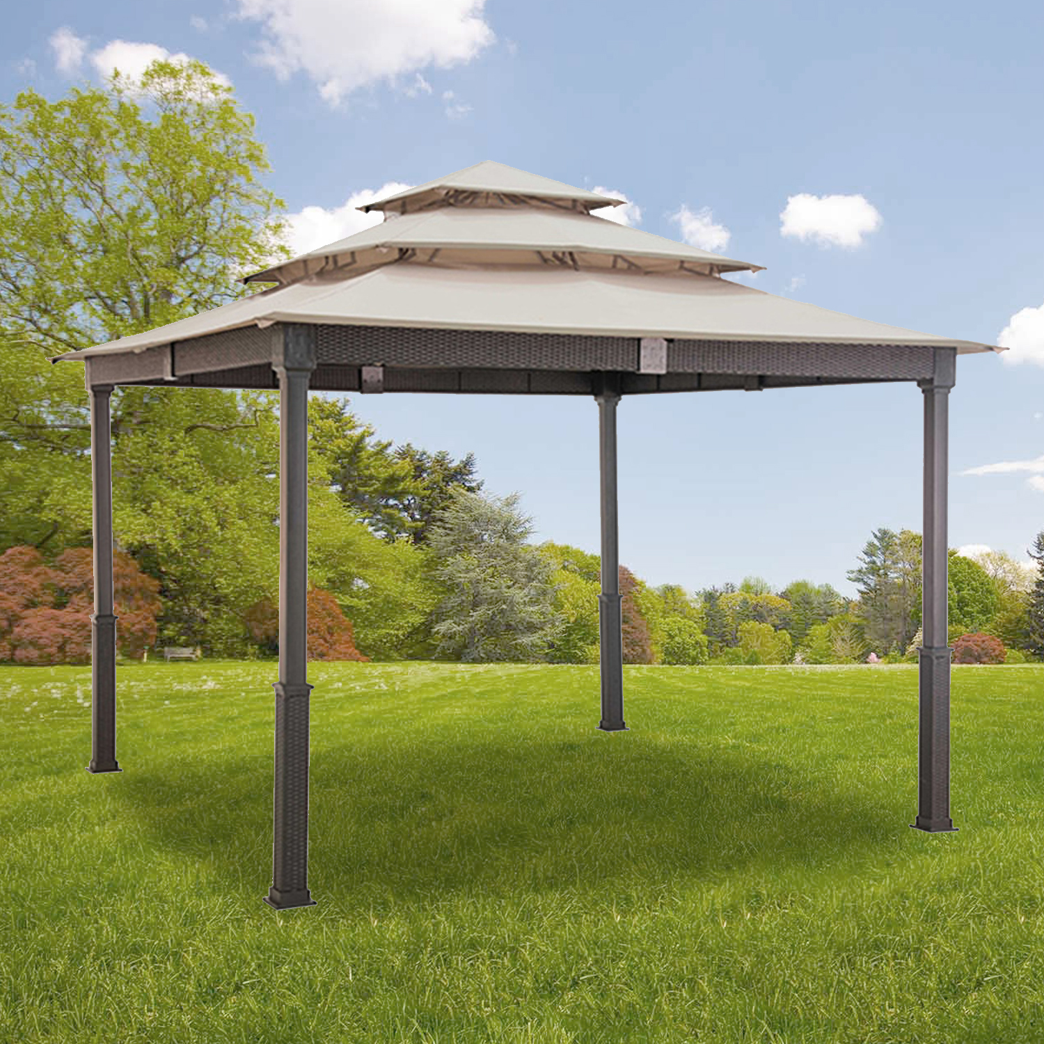 Replacement Canopy for Triple 10x10 Wicker Gazebo - RipLock 350